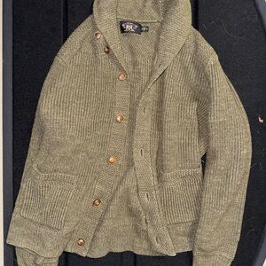 Double RRL Ralph Lauren tan waffle cotton shawl Knit Cardigan size xxl